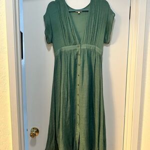 Kori Green Button-Front Midi Dress